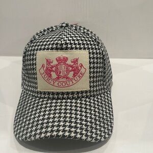 NWT Juicy Couture Black & White Houndstooth cap with adjustable back.